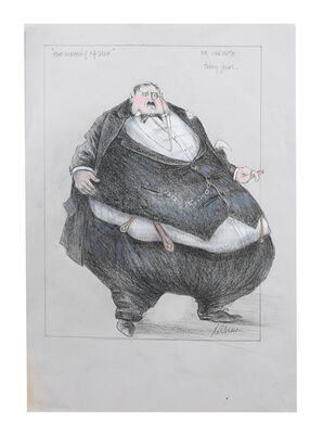 Lot #248 - MONTY PYTHON'S THE MEANING OF LIFE (1983) - Hand-drawn James Acheson "Mr. Creosote" Costume Design