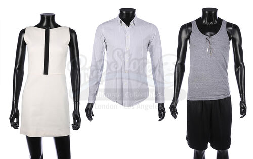 Lot #563 - EX MACHINA (2014) - Nathan's (Oscar Isaac) Gym Costume, Caleb's (Domhnall Gleeson) Shirt and Kyoko's (Sonoya Mizuno) Dress