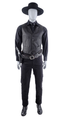 Lot #237 - THE MAGNIFICENT SEVEN (2016) - Sam Chisolm's (Denzel Washington) Costume with Stunt Hat, Stunt Pistol, and Stunt Rig
