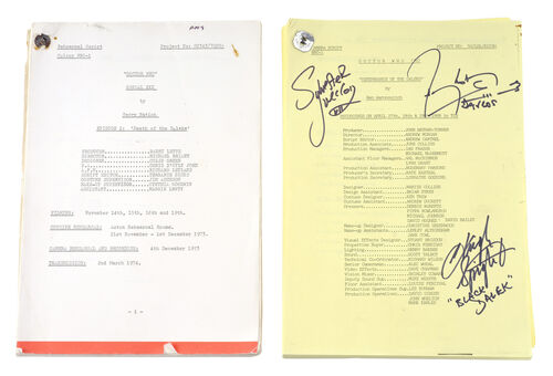 Lot #535 - DOCTOR WHO: DEATH TO THE DALEKS (T.V. MOVIE, 1974)/DOCTOR WHO: REMEMBRANCE OF THE DALEKS (T.V. MOVIE, 1988) - Sylvester McCoy-signed "Remembrance of the Daleks" and Peter Murphy Grumbar's Personal "Death of the Daleks" Scripts