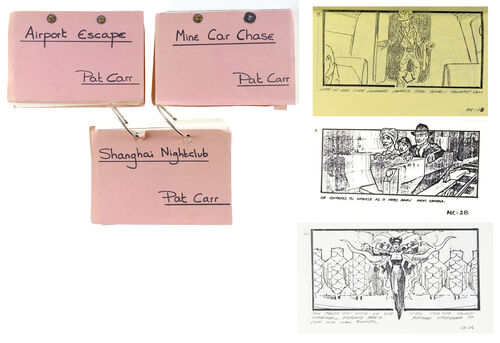Lot #654 - INDIANA JONES AND THE TEMPLE OF DOOM (1984) - Set of Three Production-used Small-size Storyboard Packets