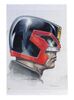 Lot #713 - JUDGE DREDD (1995) - Charles Lippincott Collection: Pair of Hand-coloured Printed Simon Murton Judge Dredd Helmet Designs with Production Photos - 2