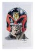 Lot #713 - JUDGE DREDD (1995) - Charles Lippincott Collection: Pair of Hand-coloured Printed Simon Murton Judge Dredd Helmet Designs with Production Photos - 3