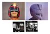 Lot #713 - JUDGE DREDD (1995) - Charles Lippincott Collection: Pair of Hand-coloured Printed Simon Murton Judge Dredd Helmet Designs with Production Photos - 4