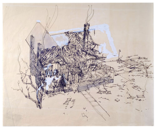 Lot #804 - NATIONAL LAMPOON'S CHRISTMAS VACATION (1989) - Hand-Drawn Jack Johnson "After The Explosion" Concept Sketch