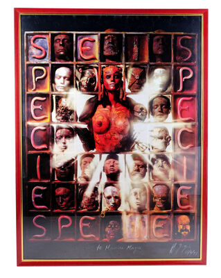 Lot #871 - SPECIES (1995) - Oversize H.R. Giger-autographed Silkscreen Print