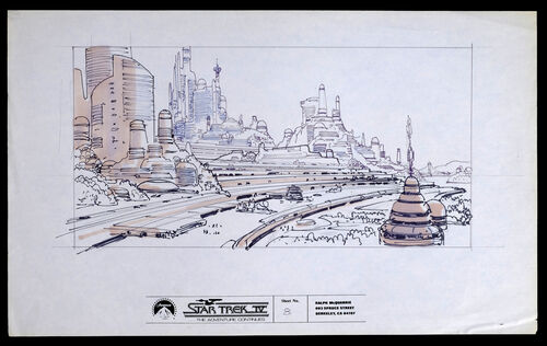Lot #895 - STAR TREK IV: THE VOYAGE HOME (1986) - Hand-Drawn Ralph McQuarrie Colour Storyboard Art