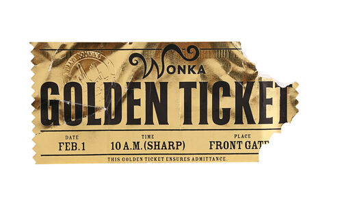 Lot #65 - CHARLIE AND THE CHOCOLATE FACTORY (2005) - Augustus Gloop's (Philip Wiegratz) Partially-eaten Golden Ticket