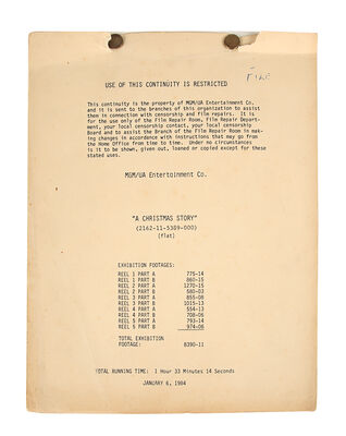 Lot #417 - A CHRISTMAS STORY (1983) - Combined Continuity Script