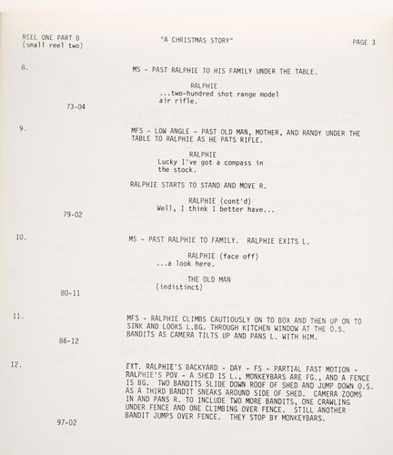 Lot #417 - A CHRISTMAS STORY (1983) - Combined Continuity Script