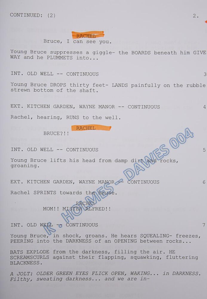 Lot #465 - BATMAN BEGINS (2005) - Katie Holmes' Personal Table Read Script