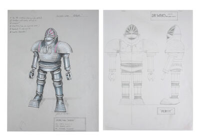 Lot #544 - DOCTOR WHO: ROBOT (T.V. SERIES, 1975) - Pair of Hand-drawn James Acheson Robot Designs