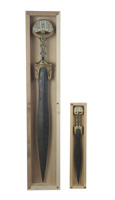 Lot #565 - EXODUS: GODS AND KINGS (2014) - Two Crew Gift Swords in Display Boxes