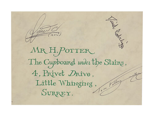 Lot #628 - HARRY POTTER AND THE PHILOSOPHER'S STONE (2001) - Cast-autographed Hogwarts Acceptance Envelope