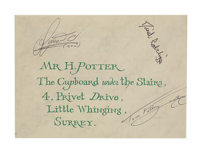 Lot #628 - HARRY POTTER AND THE PHILOSOPHER'S STONE (2001) - Cast-autographed Hogwarts Acceptance Envelope