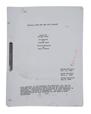 Lot #660 - INDIANA JONES AND THE LAST CRUSADE (1989) - Revised Production-used Script