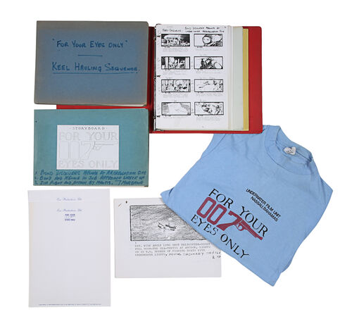Lot #680 - FOR YOUR EYES ONLY (1981) - Philip Kohler Collection: Script, Storyboards, Production Paperwork, and Crew T-shirt