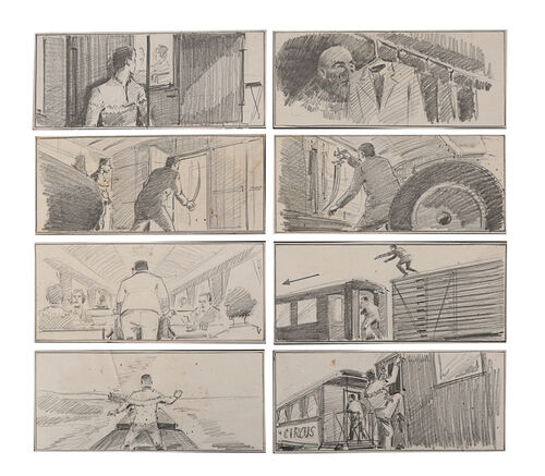 Lot #682 - OCTOPUSSY (1983) - Hand-drawn Circus Train Sequence Storyboards
