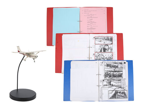 Lot #695 - GOLDENEYE (1995) - James Bond's Model Miniature Cessna 172P Skyhawk Plane, Revised Script and Storyboards