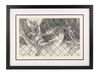 Lot #724 - JURASSIC PARK (1993) - Framed Hand-drawn Mark "Crash" McCreery Raptor Attack Artwork
