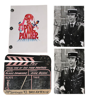 Lot #862 - SON OF THE PINK PANTHER (1993) - Two Roberto Benigni Autographed Stills, Production-used Clapperboard and Script