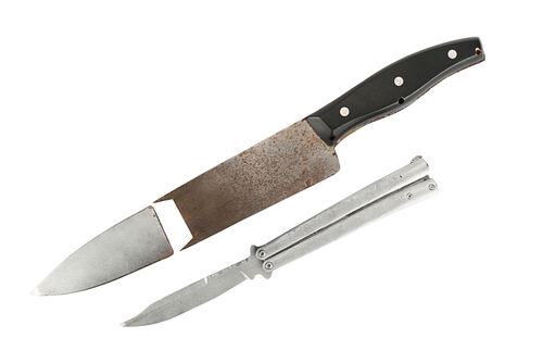Lot #730 - KICK-ASS (2010) - Hit-Girl's (Chloe Grace Moretz) SFX Kitchen Knife and Stunt Butterfly Knife