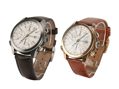 Lot #737 - KINGSMAN: THE SECRET SERVICE (2014) - Gary "Eggsy" Unwin's (Taron Egerton) and Merlin's (Mark Strong) Faux Bremont Watches