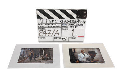 Lot #886 - SPY GAME (2001) - Pair of Brad Pitt-autographed Photos with Production-used Clapperboard