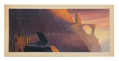 Lot #893 - STAR TREK IV: THE VOYAGE HOME (1986) - Hand-painted Chris Evans Bird of Prey Departure Matte Study