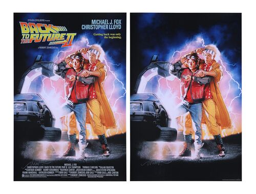 Lot #47 - BACK TO THE FUTURE PART II (1989) - Set of Two Matching Signed and Numbered Limited Edition Vice Press and Bottleneck Gallery Prints, 2019