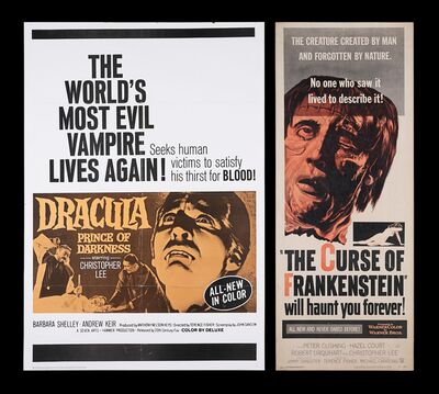 Lot #97 - THE CURSE OF FRANKENSTEIN (1957) AND DRACULA PRINCE OF DARKNESS (1966) - Bray Studios Collection: US Insert, 1957 and One-Sheet, 1966