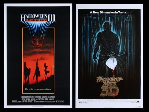 Lot #131 - HALLOWEEN III: SEASON OF THE WITCH (1982) AND FRIDAY THE 13TH PART 3 - 3D (1982) - Bryan Fuller Collection: Two US One-Sheets, 1982