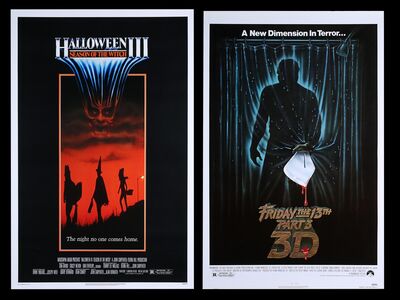Lot #131 - HALLOWEEN III: SEASON OF THE WITCH (1982) AND FRIDAY THE 13TH PART 3 - 3D (1982) - Bryan Fuller Collection: Two US One-Sheets, 1982