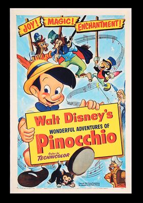 Lot #156 - PINOCCHIO (1940) - Bryan Fuller Collection: US One-Sheet, 1954