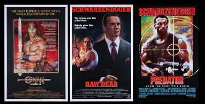 Lot #195 - CONAN THE DESTROYER (1984), RAW DEAL (1986), PREDATOR (1987) - Three US One-Sheets, 1984, 1986, 1987