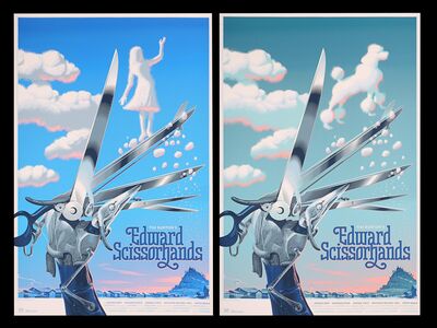 Lot #226 - EDWARD SCISSORHANDS (1990) - Two Hand-numbered Limited Edition Regular and Variant Bottleneck Gallery Prints, 2016