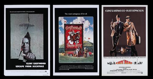 Lot #230 - ESCAPE FROM ALCATRAZ (1979), BRONCO BILLY (1980), CITY HEAT (1984) - Three US One-Sheets, 1979, 1980, 1984