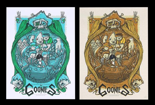 Lot #292 - THE GOONIES (1985) - Two Autographed and Hand-Numbered Limited Edition Alamo Drafthouse Regular and Variant Prints, 2009