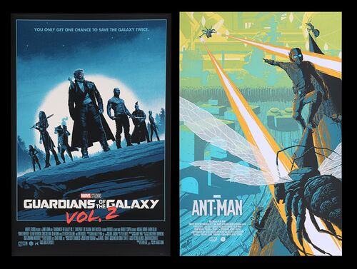 Lot #301 - GUARDIANS OF THE GALAXY: VOLUME 2 (2017) AND ANT-MAN (2015) - Two Bottleneck Gallery and Grey Matter Art Screen Prints, 2017, 2019
