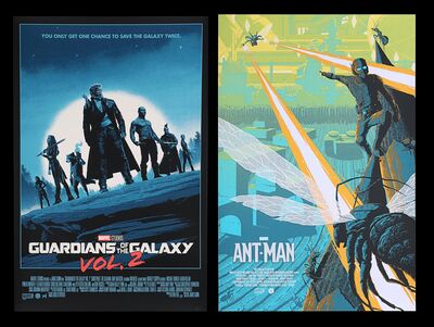Lot #301 - GUARDIANS OF THE GALAXY: VOLUME 2 (2017) AND ANT-MAN (2015) - Two Bottleneck Gallery and Grey Matter Art Screen Prints, 2017, 2019