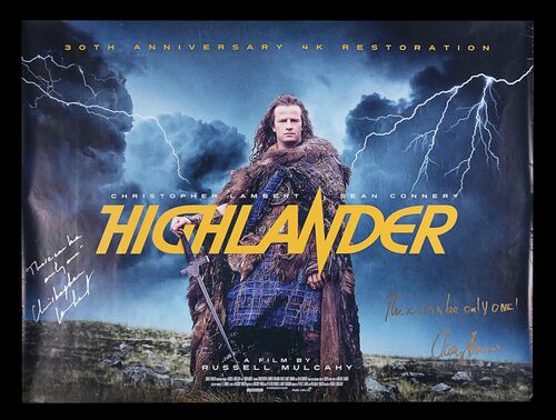 Lot #325 - HIGHLANDER (1986) - UK Quad Autographed by Christopher Lambert and Clancy Brown, 2016