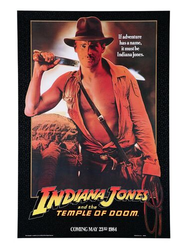 Lot #339 - INDIANA JONES AND THE TEMPLE OF DOOM (1984) - Howard Kazanjian Collection: Advance US One-Sheet, 1984