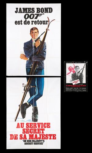 Lot #390 - JAMES BOND: ON HER MAJESTY'S SECRET SERVICE (1969) - French Two-Panel (Double Grande) and Press Book (1969)
