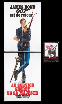 Lot #390 - JAMES BOND: ON HER MAJESTY'S SECRET SERVICE (1969) - French Two-Panel (Double Grande) and Press Book (1969)