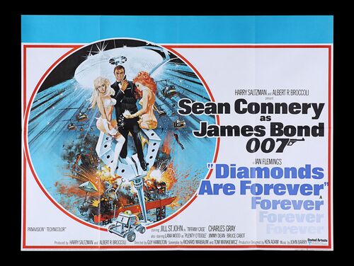 Lot #393 - JAMES BOND: DIAMONDS ARE FOREVER (1971) - UK Quad, 1971