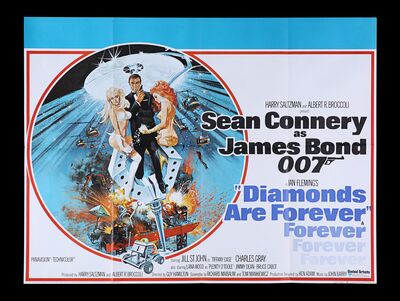 Lot #393 - JAMES BOND: DIAMONDS ARE FOREVER (1971) - UK Quad, 1971