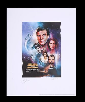 Lot #398 - JAMES BOND: MOONRAKER (1979) - Signed and Numbered Limited Edition Art Print Autographed by Roger Moore, 2010