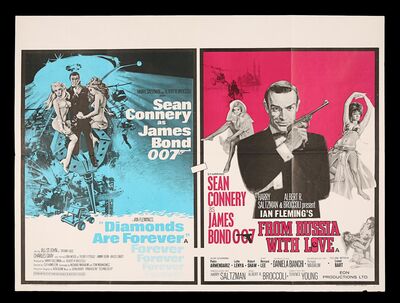Lot #422 - JAMES BOND: DIAMONDS ARE FOREVER / FROM RUSSIA WITH LOVE (1973) - UK Double Bill Quad, 1973