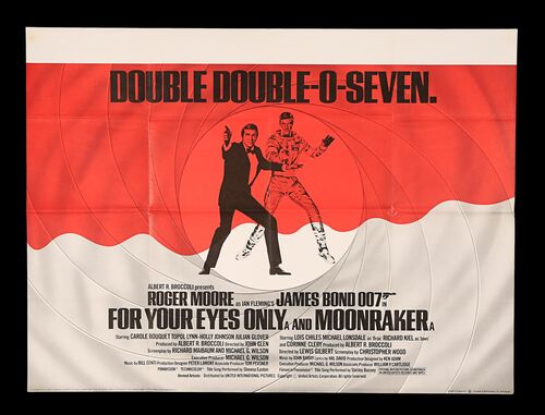 Lot #424 - JAMES BOND: FOR YOUR EYES ONLY / MOONRAKER (1982) - UK Double Bill Quad, 1982