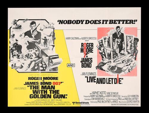 Lot #427 - JAMES BOND: THE MAN WITH THE GOLDEN GUN / LIVE AND LET DIE (1977) - UK Double Bill Quad, 1977